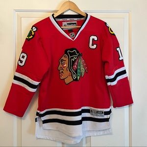Chicago Blackhawks NHL authentic Toews jersey.